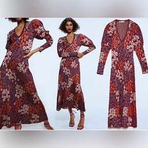 Zara Floral Jacquard Knited Maxi Dress